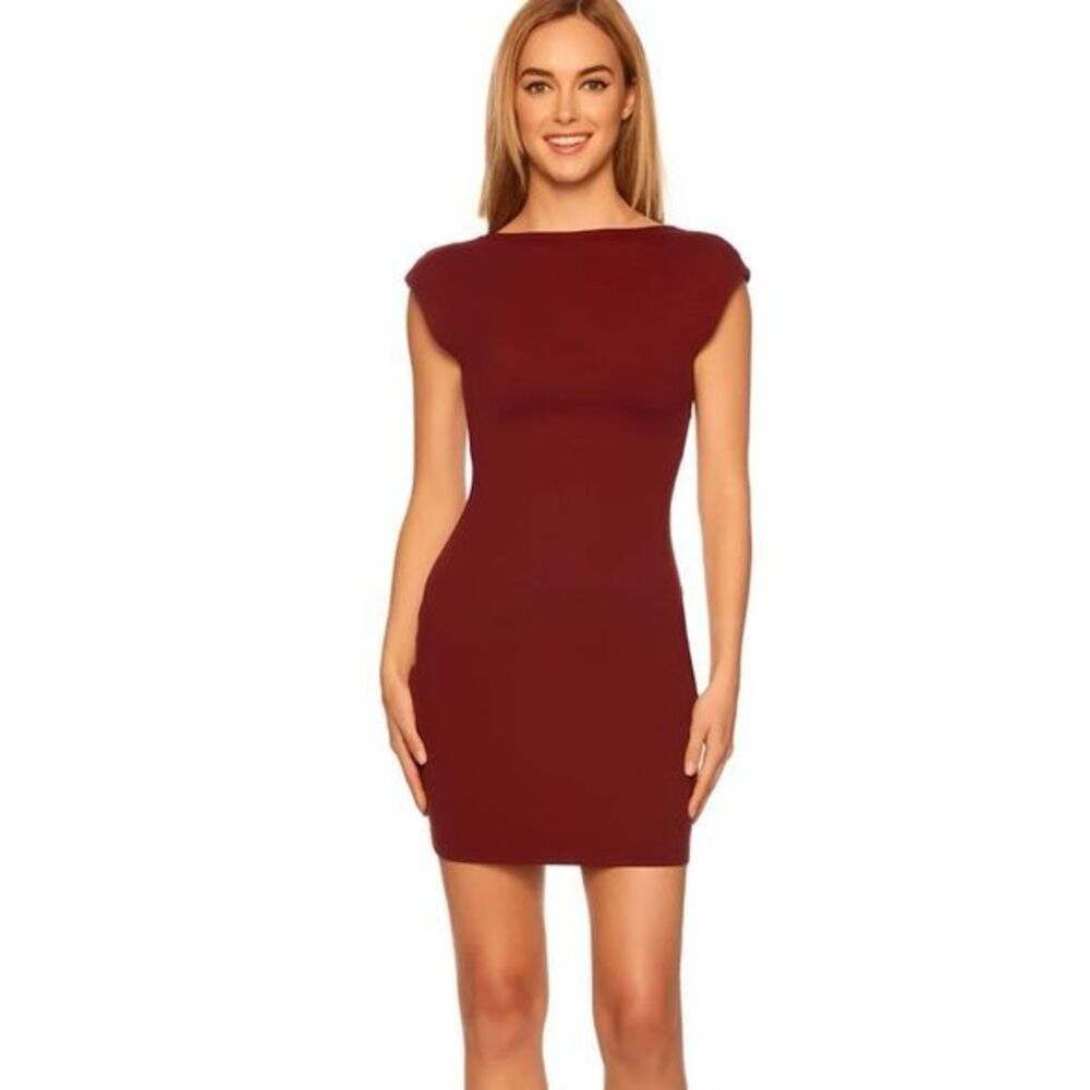 NWT Susana Monaco Open Back Mini Dress Oxblood Women's Size Medium Bodycon - Picture 2 of 12